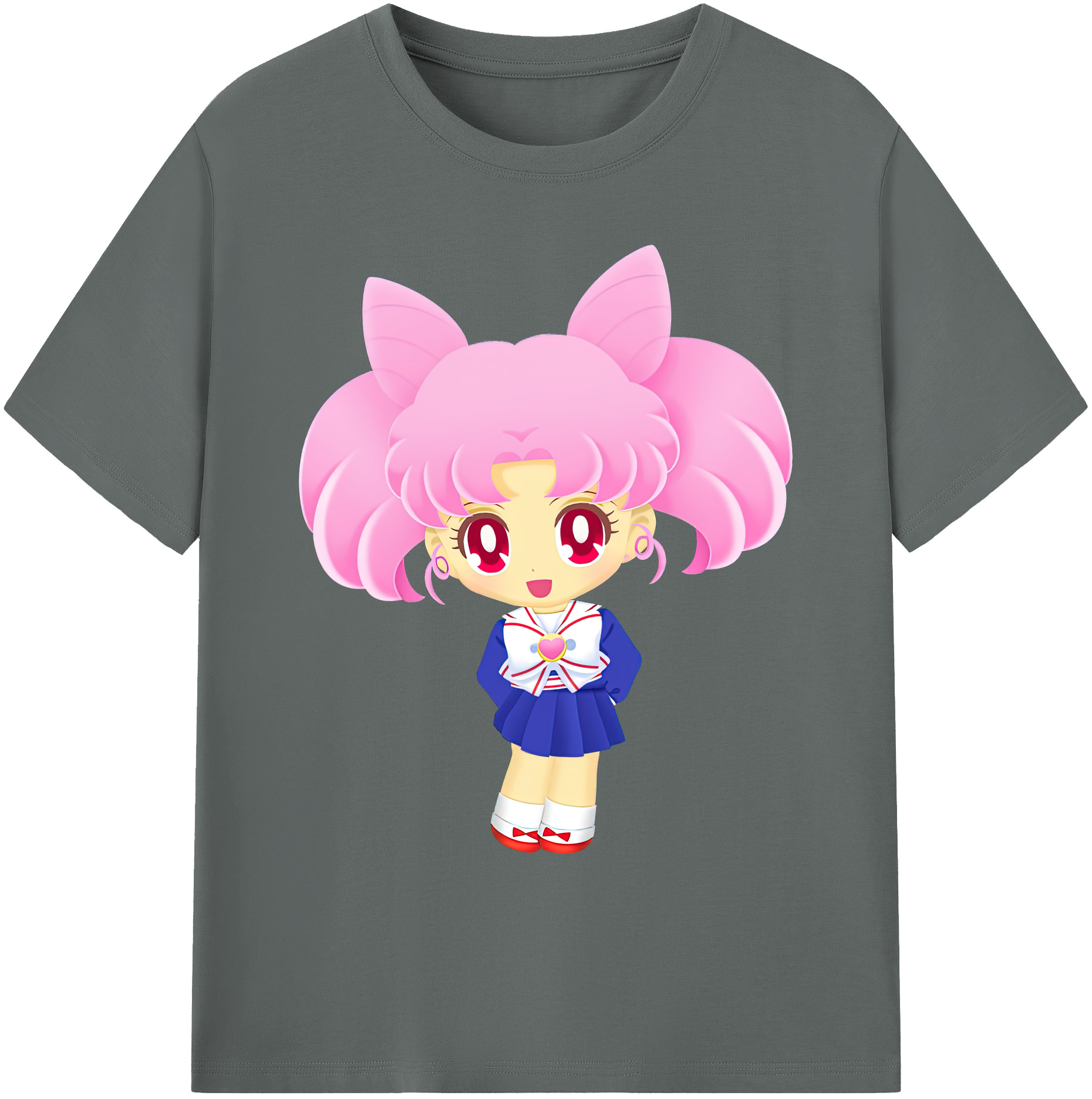 （画像用） 美少女戦士セーラームーン ちびうさ Sailor Moon Chibiusa Tsukino Usagi Small Lady Serenity 綿100％ メンズ半袖Tシャツ｜肌触りやわらか＆通気性